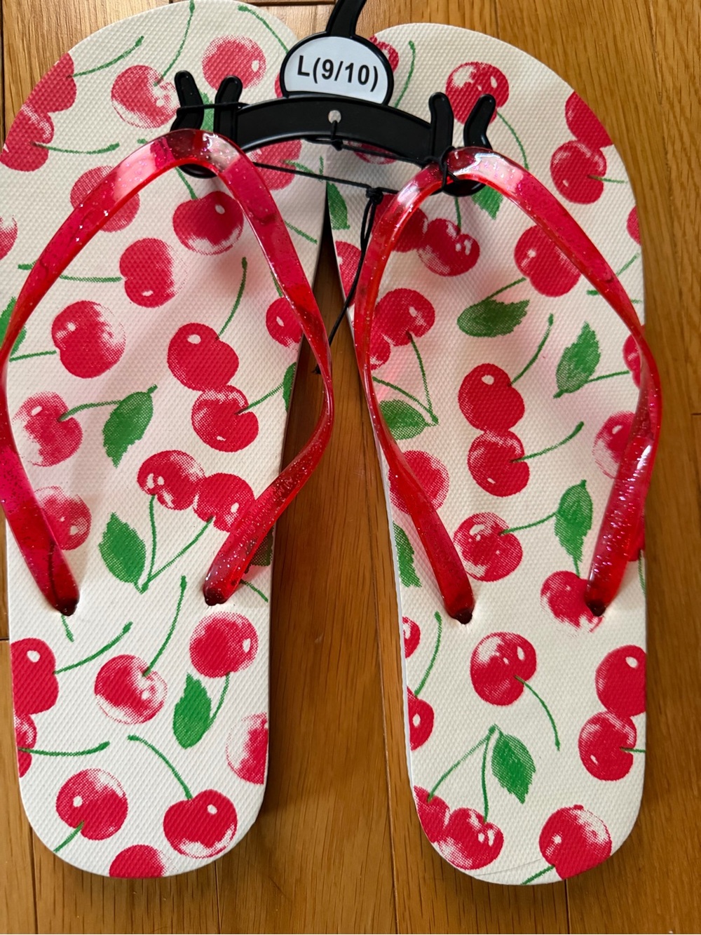 Cherry Bundle Print Flip Flops with Matching Cherry Earrings - NWT - Picture 3 of 4